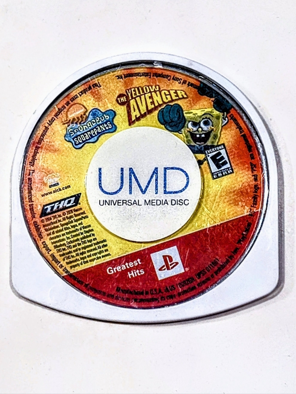 SpongeBob SquarePants The Yellow Avenger PSP UMD Greatest Hits Disc Only